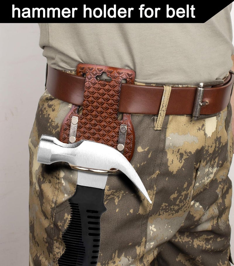 HOGIKUO Premium Leather Hammer Holder for Belt -Hammer Holster- Safe and Convenient Tool Holder with Hammer - Image 3